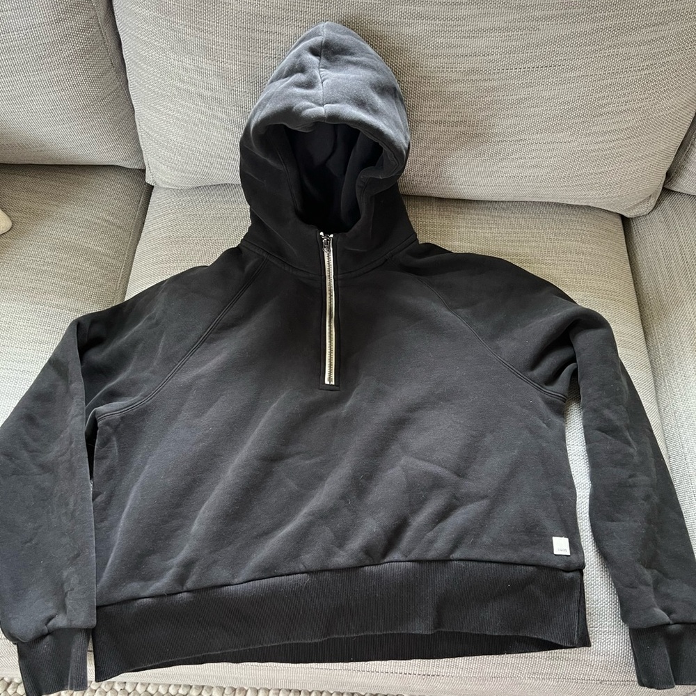 Vuori Black Half-Zip Hooded Sweatshirt